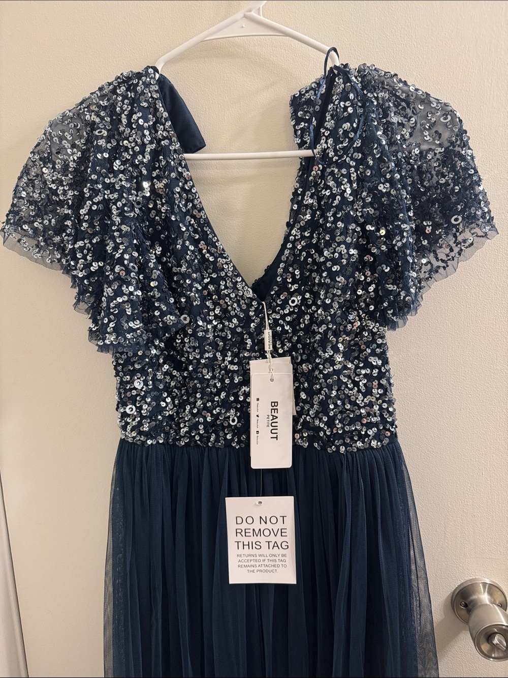 BEAUUT Petite Navy Blue Layered Tulle Skirt
